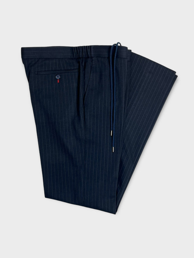 Navy pinstripe lounge trouser