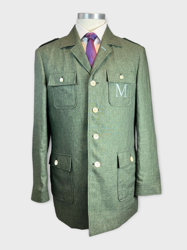 Green linen Safari long safari jacket