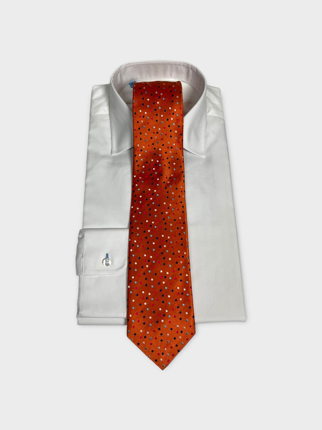 5 Pleated Silk  Orange Tie