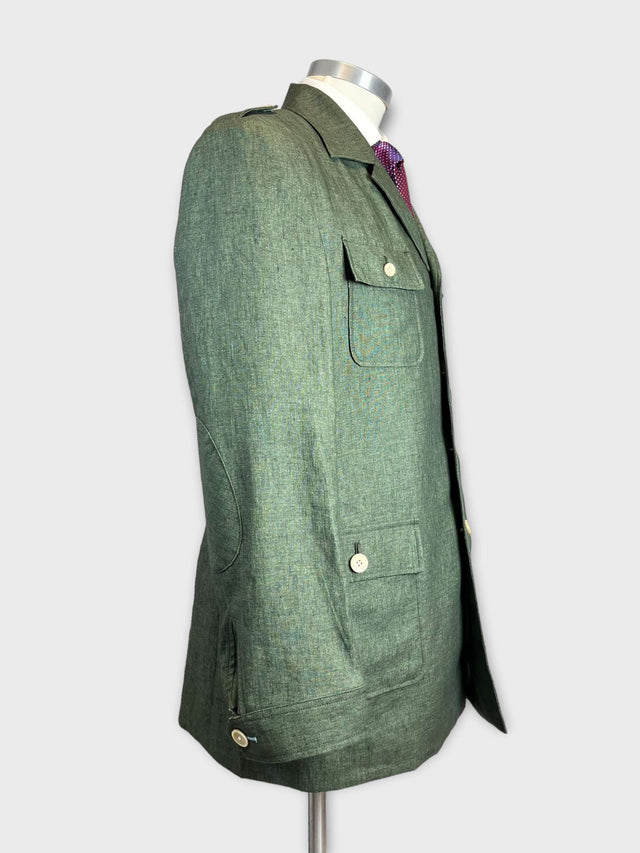 Green linen Safari long safari jacket