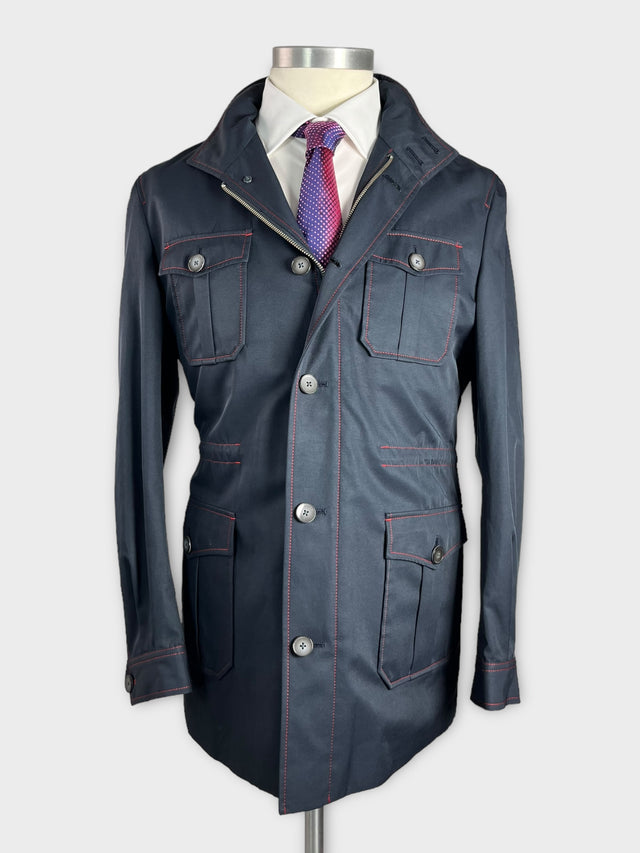 Navy waterproof overcoat