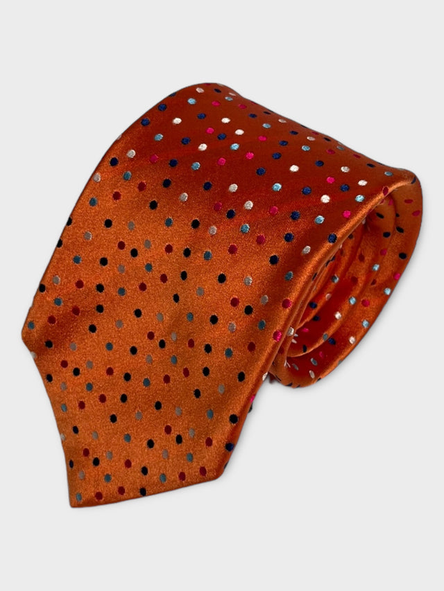 5 Pleated Silk  Orange Tie