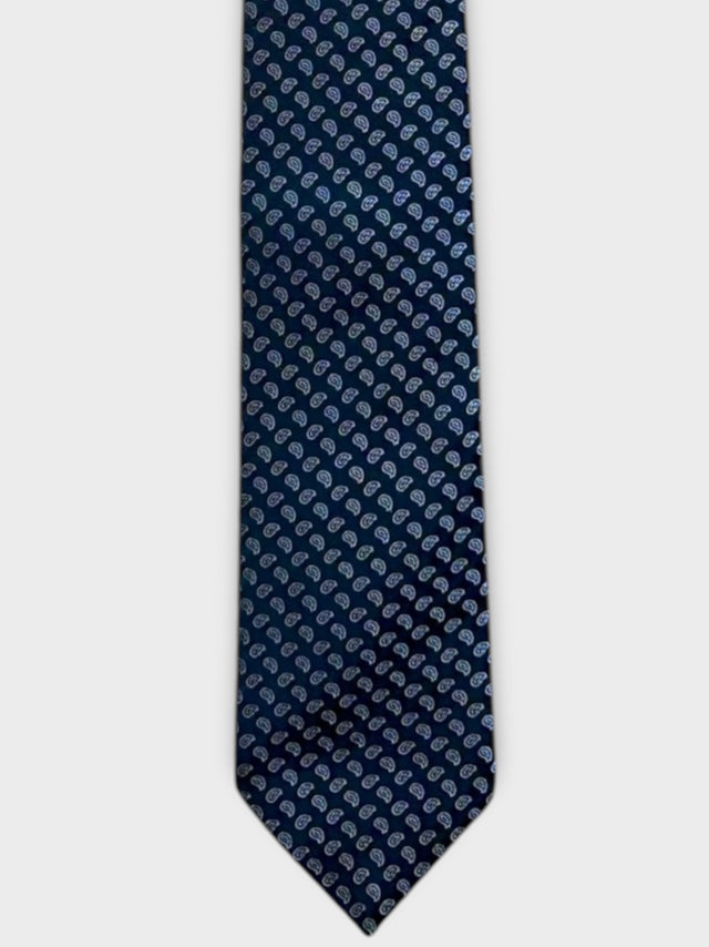 Black Paisley Woven Silk Tie