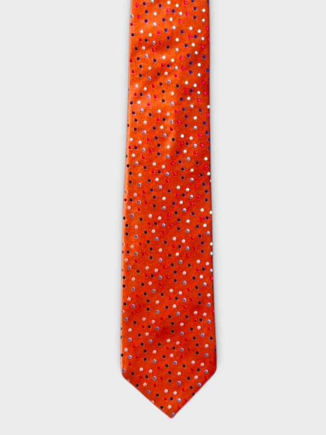 5 Pleated Silk  Orange Tie