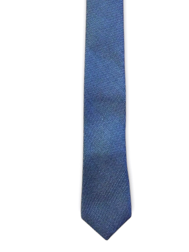 Grey Woven Narrow  Silk Tie