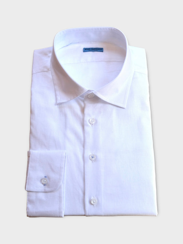 Contemporary Cutaway White Linen Shirt