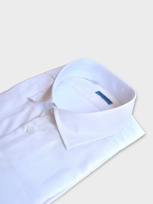 Contemporary Cutaway White Linen Shirt