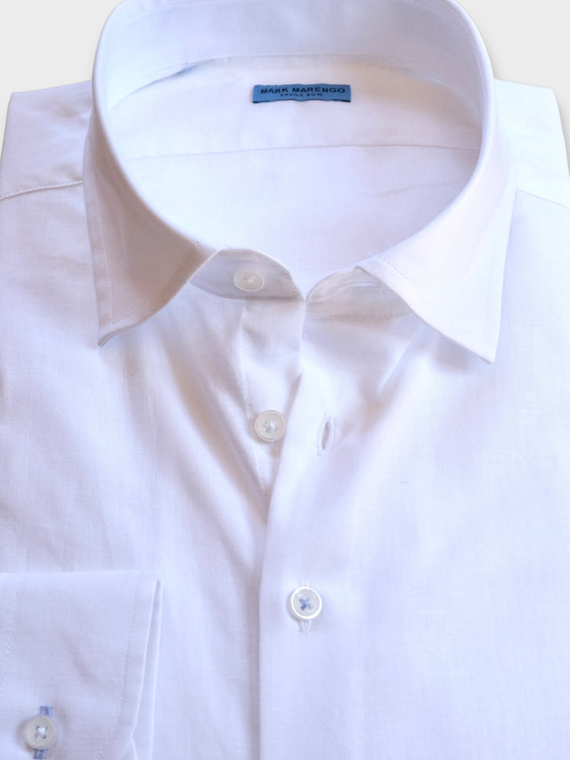 Contemporary Cutaway White Linen Shirt