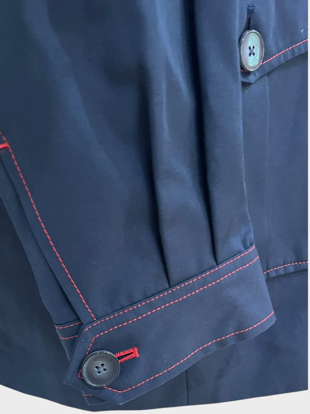 Navy Field Jacket Waterproof With Red Contrast Stitching