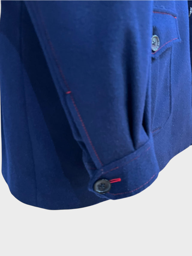 Navy Field Jacket with red contrast stitching