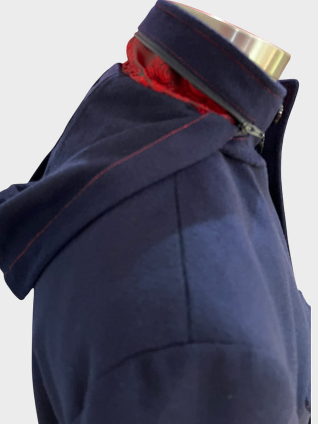 Navy Field Jacket with red contrast stitching