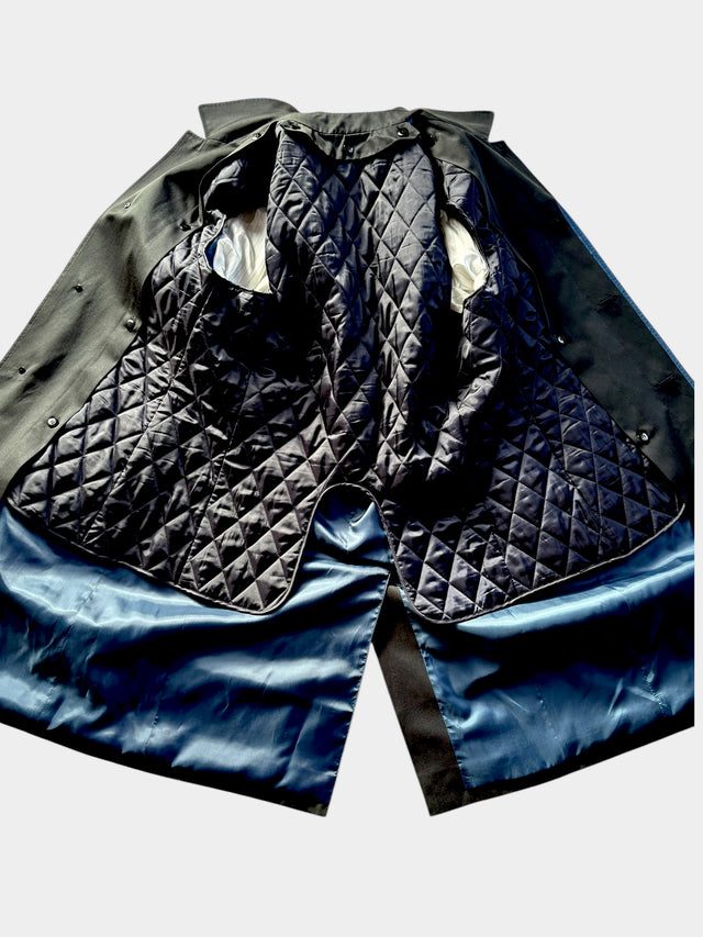 Black Raincoat With Removable Quilted Lining