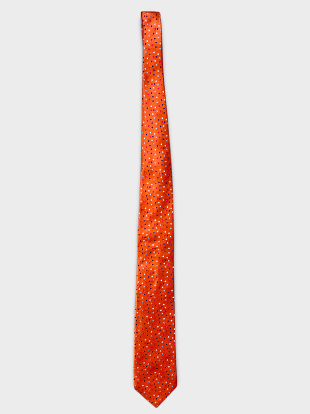 5 Pleated Silk  Orange Tie