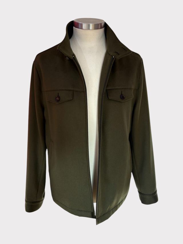 Olive Green Field Jacket Wool & Cashmere