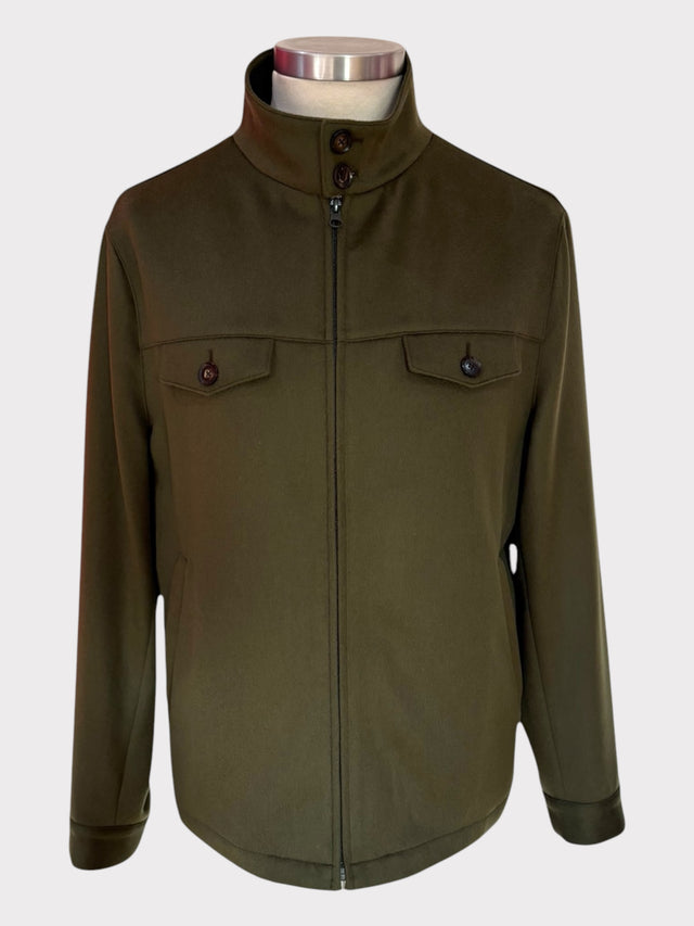 Olive Green Field Jacket Wool & Cashmere