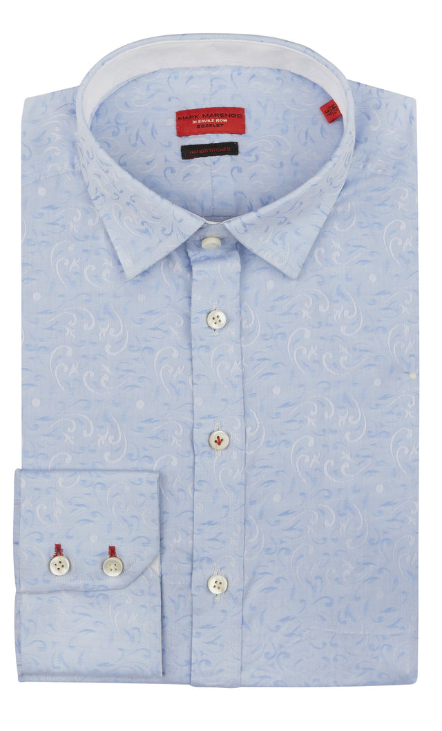 Slim Fit Blue Paisley Shirt