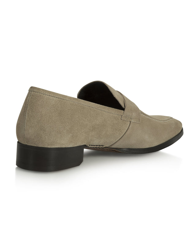 Beige Suede Hand-Stitched Penny Loafer-Mark Marengo Savile Row