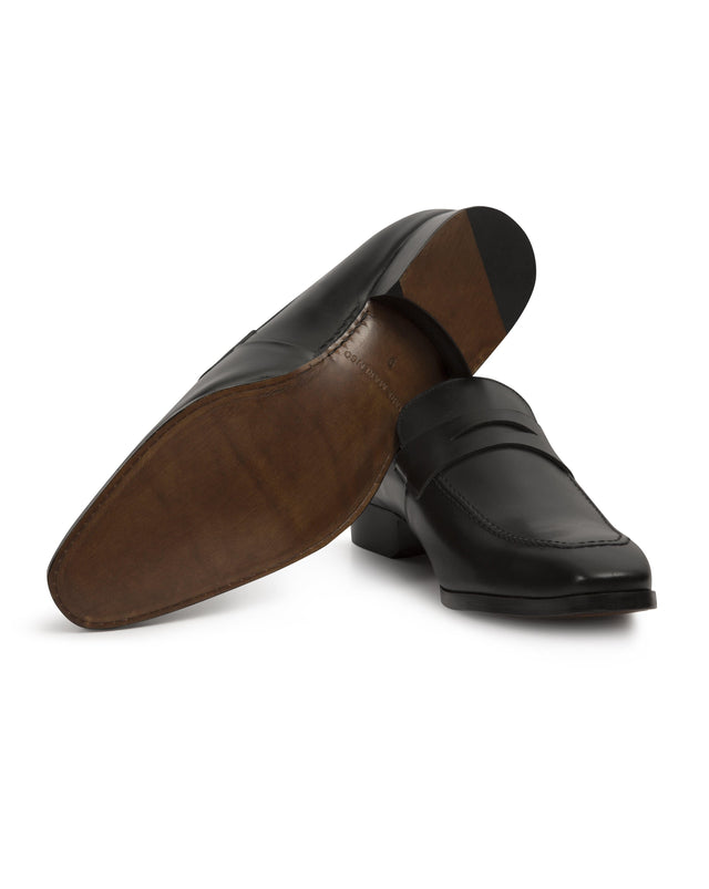 Black Hand-Stitched Penny Loafer-Mark Marengo Savile Row