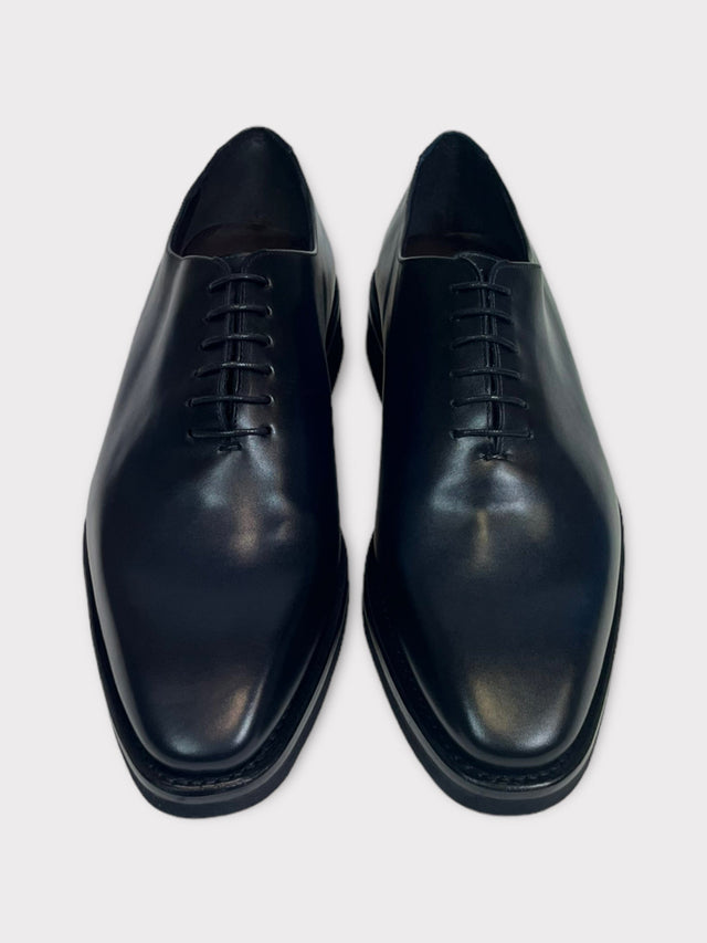 Blue Leather Whole-cut Shoes