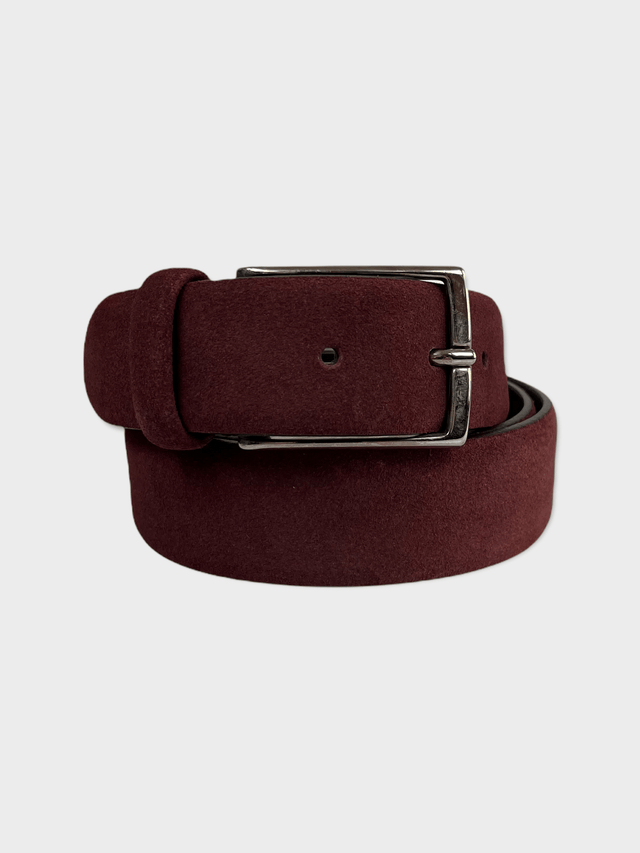 Burgundy Suede Leather Belt