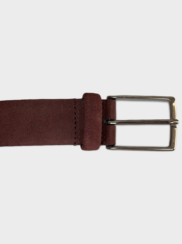 Burgundy Suede Leather Belt