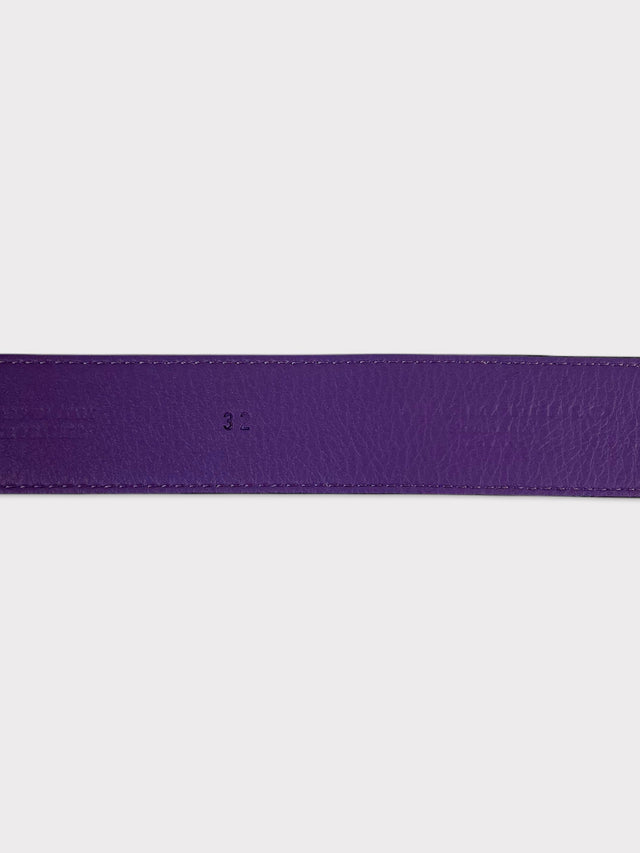 Black Purple Stripe Aged Leather Belt