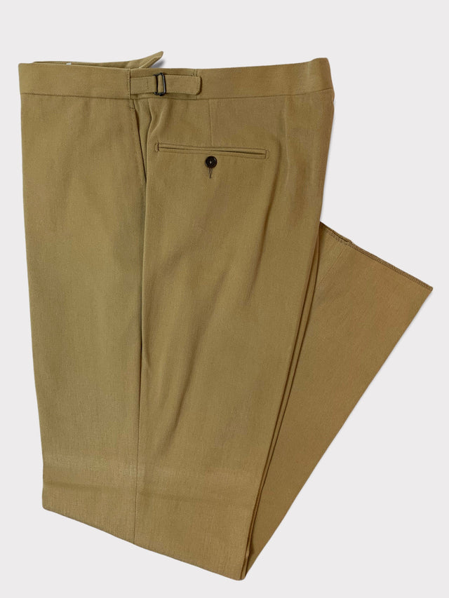 Beige Cotton Brushed Trousers-Mark Marengo Savile Row