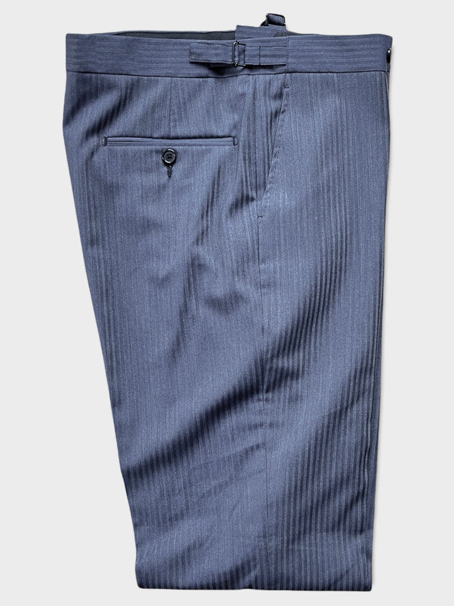 Blue Grey Herringbone Wool Trousers