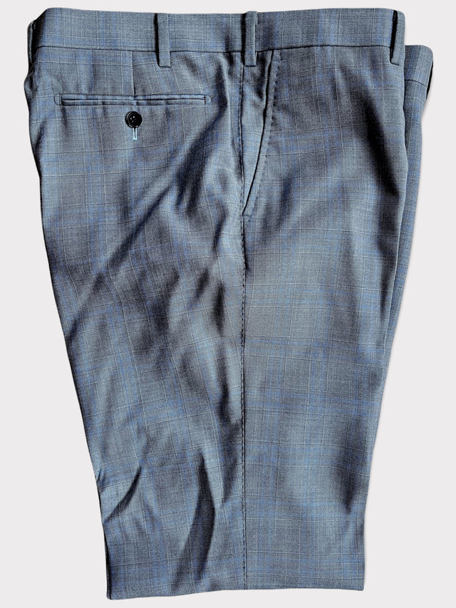 Check Grey Wool Trousers With Belt Loops