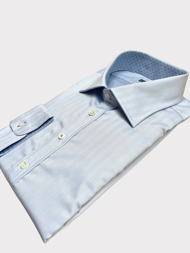 Light Blue Stretch Herringbone Shirt