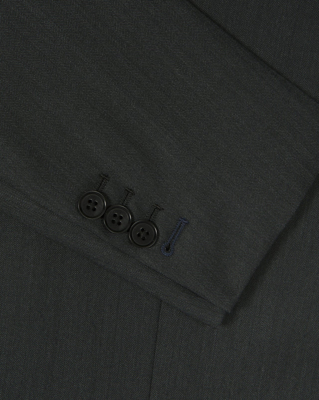 Charcoal Grey Herringbone Suit - Mark marengo