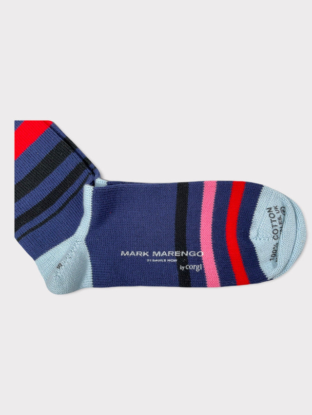 Navy Striped Cotton Socks