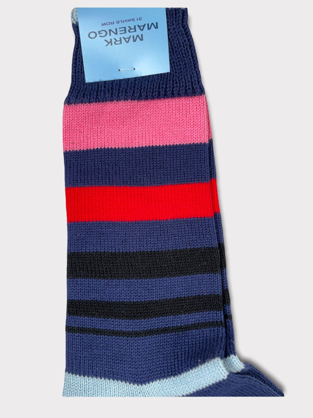 Navy Striped Cotton Socks