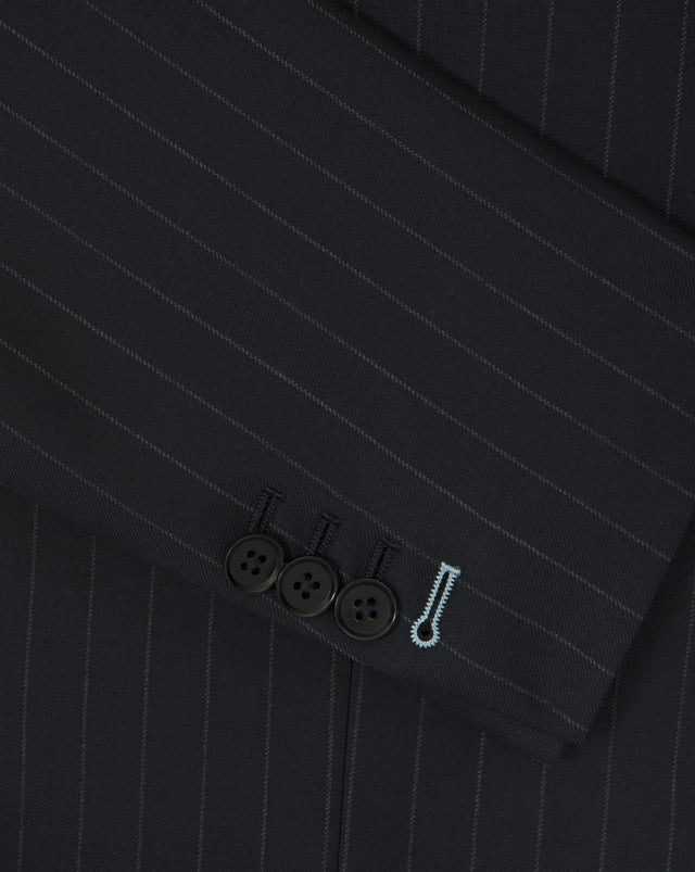 Navy Wide Pinstripe Suit - Mark marengo