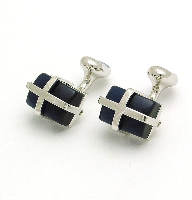 Cats Eye Dark Blue Cufflinks - Mark marengo