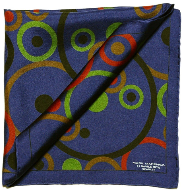 Blue Pocket Square - Concentric Circles - Mark marengo