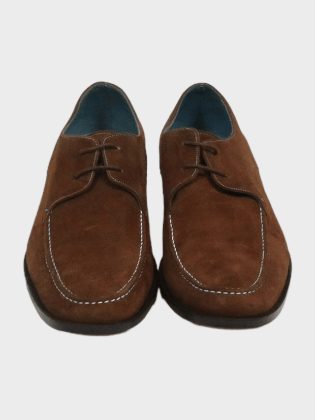 Brown Suede Shoes With Stitch Detailing