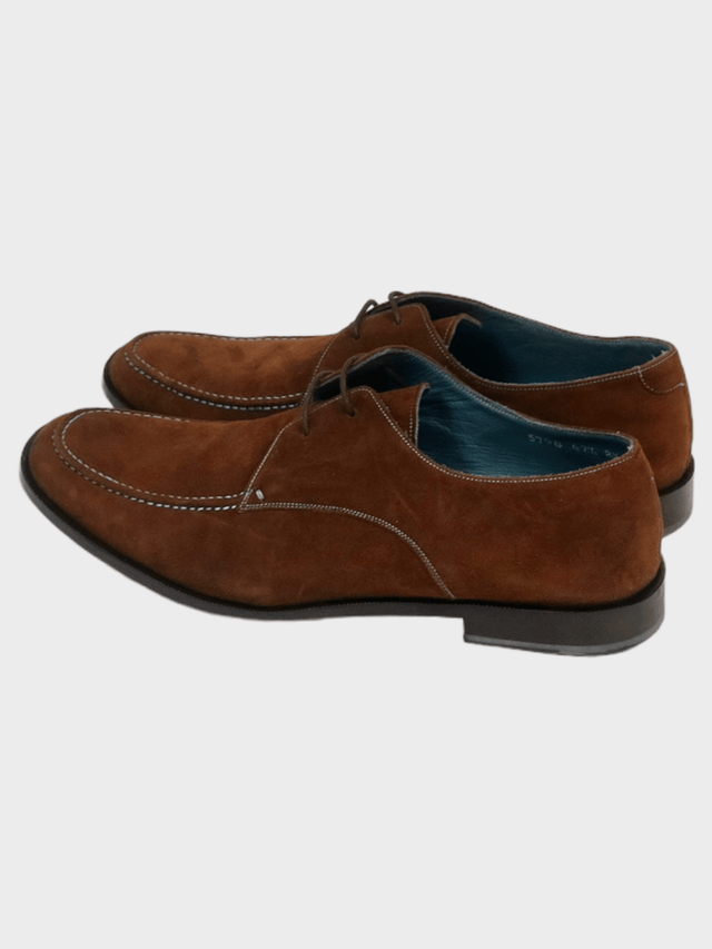 Brown Suede Shoes With Stitch Detailing