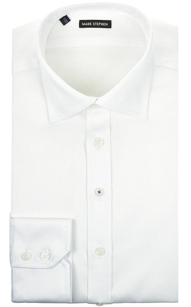 Mark Stephen White Basket-Weave Shirt