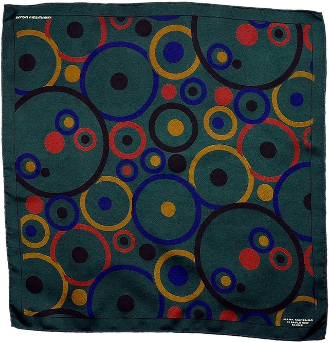 Green Pocket Square - Concentric Circles - Mark marengo